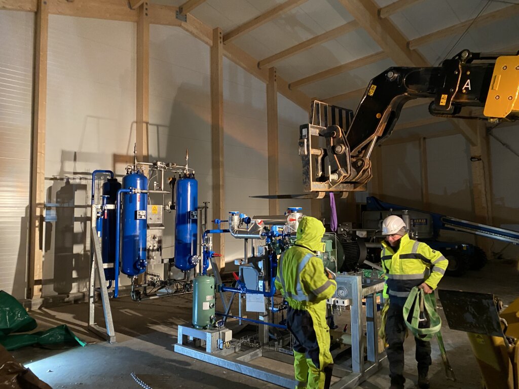 Our CO₂ liquefaction equipment being installed
