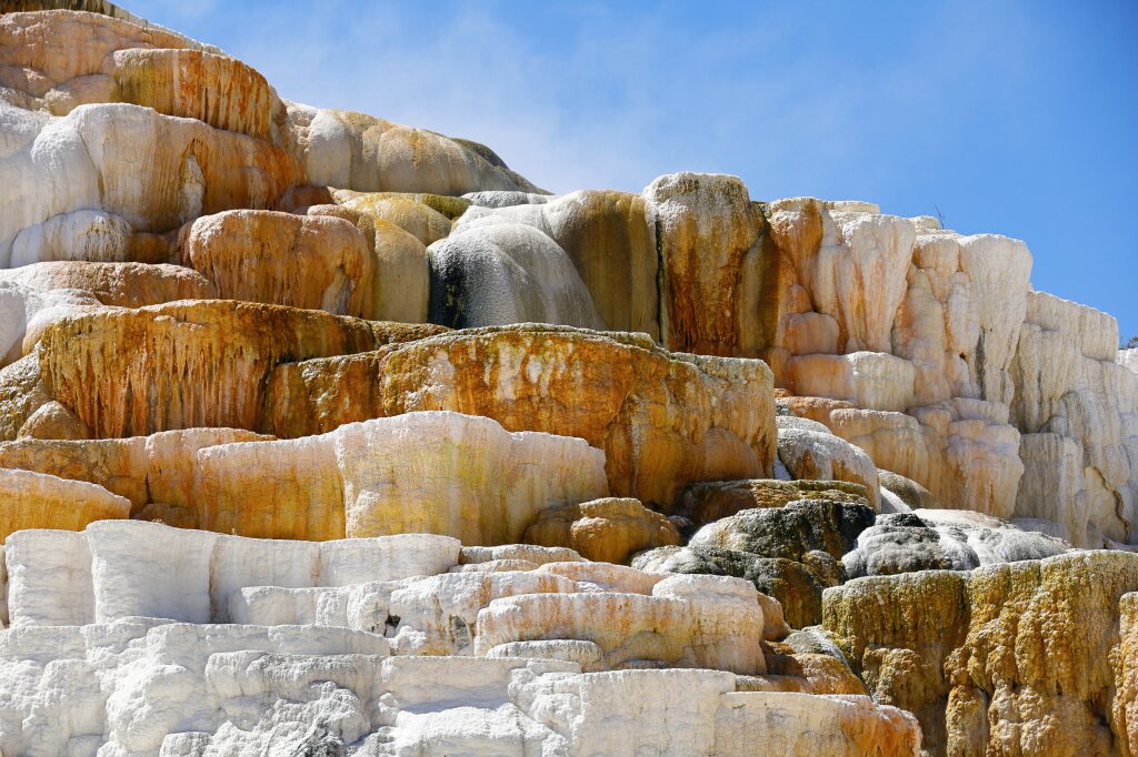 Caption: Minerals at the Mammoth Hot Springs in Yellowstone National Park, U.S.