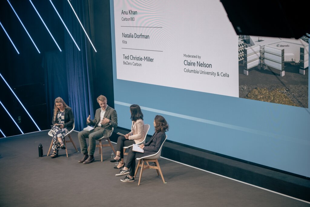 Anu Khan, Natalia Dorfman, Ted Christie-Miller and Claire Nelson at Climeworks' carbon removal summit 2023.jpg