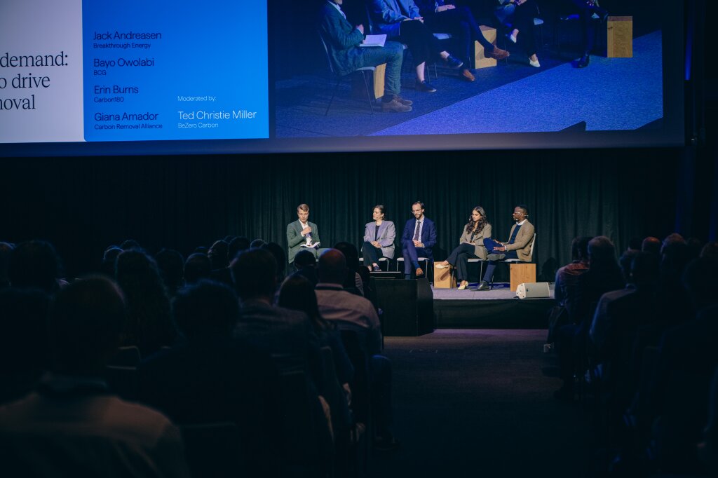 Jack Andreasen, Bayo Owolabi, Erin Burns, Giana Amador, Ted Christie Miller at Climeworks' Carbon Removal Summit 2024.jpg
