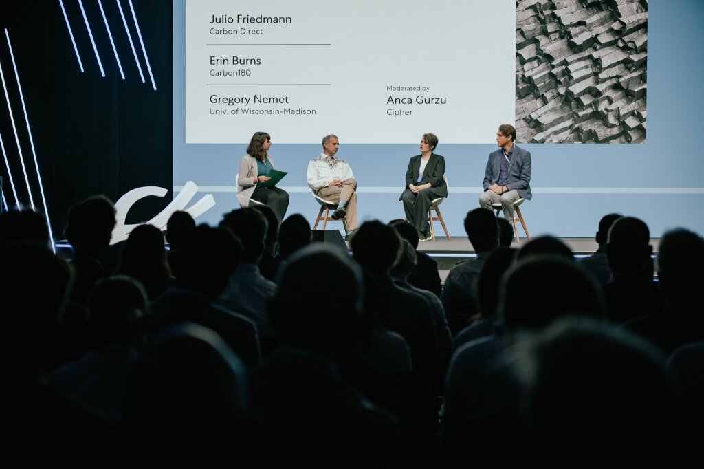 Julio Friedmann, Erin Burns, Gregory Nemet and Anca Gurzu at Climeworks' carbon removal summit.jpg